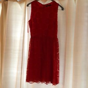 Zara Red floral lace dress